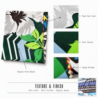 Tissu sergé imprimé numérique effet peau de pêche 75D*150D 115GSM en microfibre douce, excellent tombé pour robes d'été, shorts de plage et vêtements