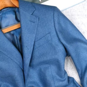 Blazer <span class=keywords><strong>bleu</strong></span> en laine et lin respirant pour homme, veste italienne à simple boutonnage, manteau de costume de luxe décontracté pour affaires, <span class=keywords><strong>mariage</strong></span>, bureau, soirée - Product Image 3