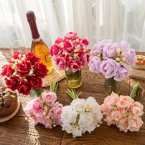 ช่อดอกกุหลาบประดิษฐ์ CallaFloral สีขาว ชมพู แดง ม่วง สำหรับตกแต่งงานแต่งงาน ดอกไม้จำลองคุณภาพสูงสำหรับตกแต่งบ้านและงานปาร์ตี้ - Product Image 1
