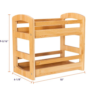 Étagère à épices en bambou à 2 niveaux, organiseur de rangement de cuisine avec couvercle en bois pour les épices - Product Image 3
