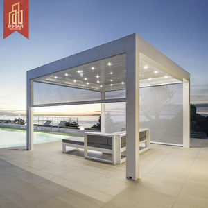 Windproof ngoài trời Patio Sun Shade màn trập màn Zip màn hình không dây của nhãn hiệu hệ thống dọc con lăn rèm - Product Image 1