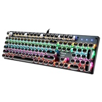 Clavier mécanique de jeu True Gaming, ordinateurs de jeu Esports, panneau métallique rétro punk, interface Cyan Axis, clavier rétroéclairé coloré