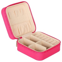 Boîte à bijoux de voyage en cuir PU, étui de rangement monocouche pour femmes et filles