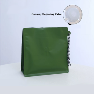 Pochette <span class=keywords><strong>à</strong></span> fond plat verte avec fermeture éclair, sac d'emballage en plastique avec cordon de serrage portable pour <span class=keywords><strong>café</strong></span> 150g 250g 500g avec design - Product Image 3
