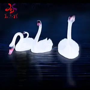 Outdoor festival garden park decoration swan flamingo bird animal cartoon fiberglass statue life size molds for sale motif light