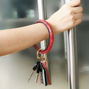 नए आगमन टाई-डैटेड पु चमड़े की कलाई ब्रेसलेट ब्रेसलेट ब्रेसलेट कीचेन कुंजी रिंग के साथ जंबो ब्रेसलेट कीचेन - Product Image 2