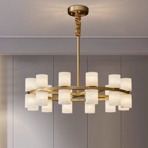 Luminaire suspendu moderne, simple, créatif et luxueux pour escalier d'hôtel, salon, tube linéaire LED <span class=keywords><strong>en</strong></span> <span class=keywords><strong>laiton</strong></span> et albâtre - Product Image 3