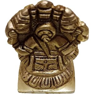 PARIJAT HANDICRAFT 5-Face Lord Ganesha Idol Panchmukhi Brass God of Success Destroyer of Evil Art Deco Design para uso de oficina - Product Image 1