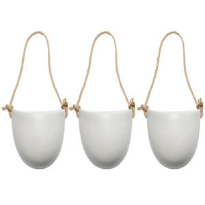 Minimalism สีขาวรูปไข่เซรามิคผนังชาวไร่ตกแต่งสําหรับในร่มแขวนกระถางต้นไม้ <span class=keywords><strong>3</strong></span> ชิ้นหนังเชือกขายส่ง - Product Image 5