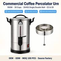 Urne à café électrique en acier inoxydable, cafetière commerciale, 30 tasses, 950W, pour hôtel, restauration en plein air