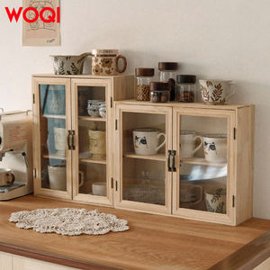WOQI Vitrine en bois de haute qualité de style rétro avec porte en verre anti-poussière pour chambre à coucher, salon - Product Image 2