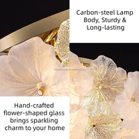 Plafonnier LED en acier et verre de style français, luxe léger européen, en forme de fleur, avec garantie de 3 ans pour chambre à coucher