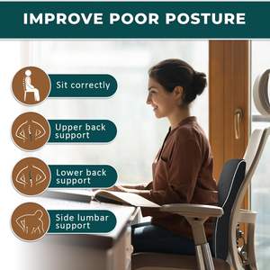 Cojín Ergonómico <span class=keywords><strong>de</strong></span> Espuma Viscoelástica para <span class=keywords><strong>Silla</strong></span> <span class=keywords><strong>de</strong></span> Oficina con Soporte Lumbar, Desmontable, Transpirable, <span class=keywords><strong>de</strong></span> Rebote Lento, Cómodo y Ajustable para Asiento <span class=keywords><strong>de</strong></span> <span class=keywords><strong>Coche</strong></span> - Product Image 6