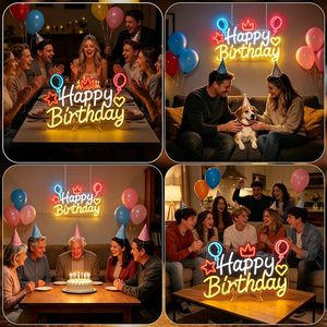 Happy Birthday Neon LED Indoor Hanging Ambient Light Shop <b>Sign</b> Wall Decoration Light Entrance Indicator Lighting <b>Sign</b> 5V 12V - Product Image 4