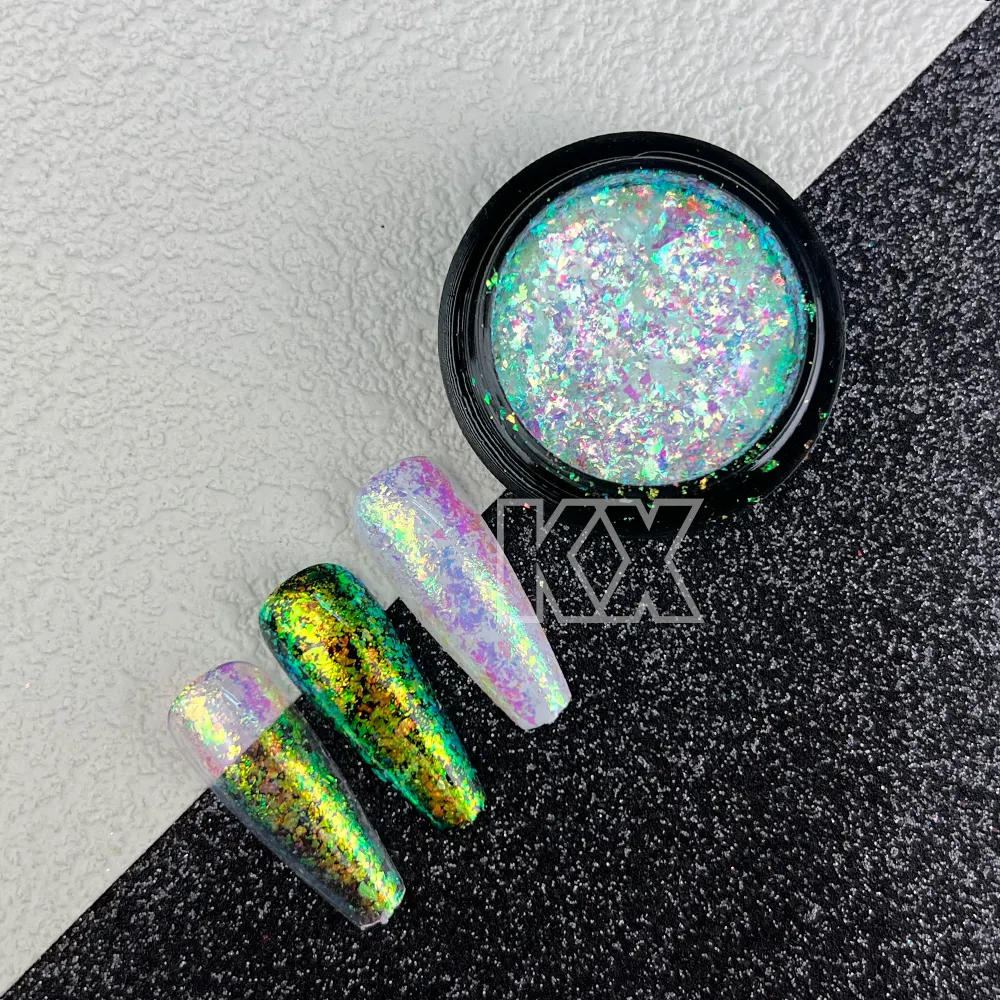 Aurora Flake Chrome Nail Powder Opal Crystal Aurora Chameleon Flakes For Epoxy/Nail Craft Decoration