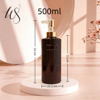 Flacons de shampoing, gel douche, masque capillaire, lotion et soin capillaire à rayures verticales de 500 ml et 750 ml, directement de l'usine