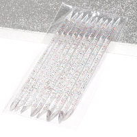 Poussoir à cuticules réutilisable double face cristal plastique ongles bâtons de manucure élimination des peaux mortes poussoir à cuticules