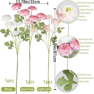 Pivoines en Soie Haut de Gamme à 3 Têtes, Grandes Fleurs Réalistes, Faits Main, Rouge et Blanc, pour la Fête des Mères et Noël (Vente en Gros) - Product Image 2