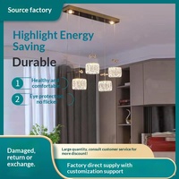 Lustre en cristal pour bar, vestiaire, table à manger, luminaire suspendu créatif de style moderne minimaliste à trois têtes, LED or/argent