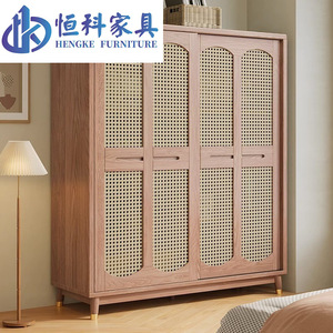 Muebles Hengke, Armario de Madera Maciza con Puerta Corredera, Color Natural, Armario de Almacenamiento para Dormitorio, Diseño Moderno y Minimalista - Product Image 2