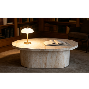 Table basse en <span class=keywords><strong>travertin</strong></span> pour <span class=keywords><strong>salon</strong></span>, couleur pierre, table basse en oxyde de magnésium, décoration extérieure, moderne, durable - Product Image 6