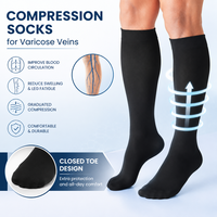 Bas de contention médicaux à bout fermé, hauteur genou, pour varices, compression 20-30 mmHg, prévention DVT, soulagement des jambes lourdes