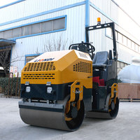 Mini-compacteur vibrant autoporté, équipement de compactage léger, rouleau compresseur à double tambour de 1,5 tonne à vendre