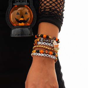 Party Charm Halloween Horror Party Bracelet Boo Trick Letter <b>Bead</b> Bracelet Crystal Adjustable Gift Jewelry Bracelet for Women - Product Image 6