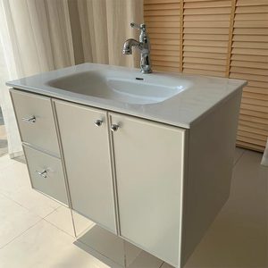 New oak painted French style bathroom cabinet ceramic integrated basin washbasin cabinet customization - Product Image 3