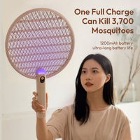 Tueur de moustiques sans fil 3-en-1 avec charge automatique - Destructeur d'insectes électrique pliable et rotatif