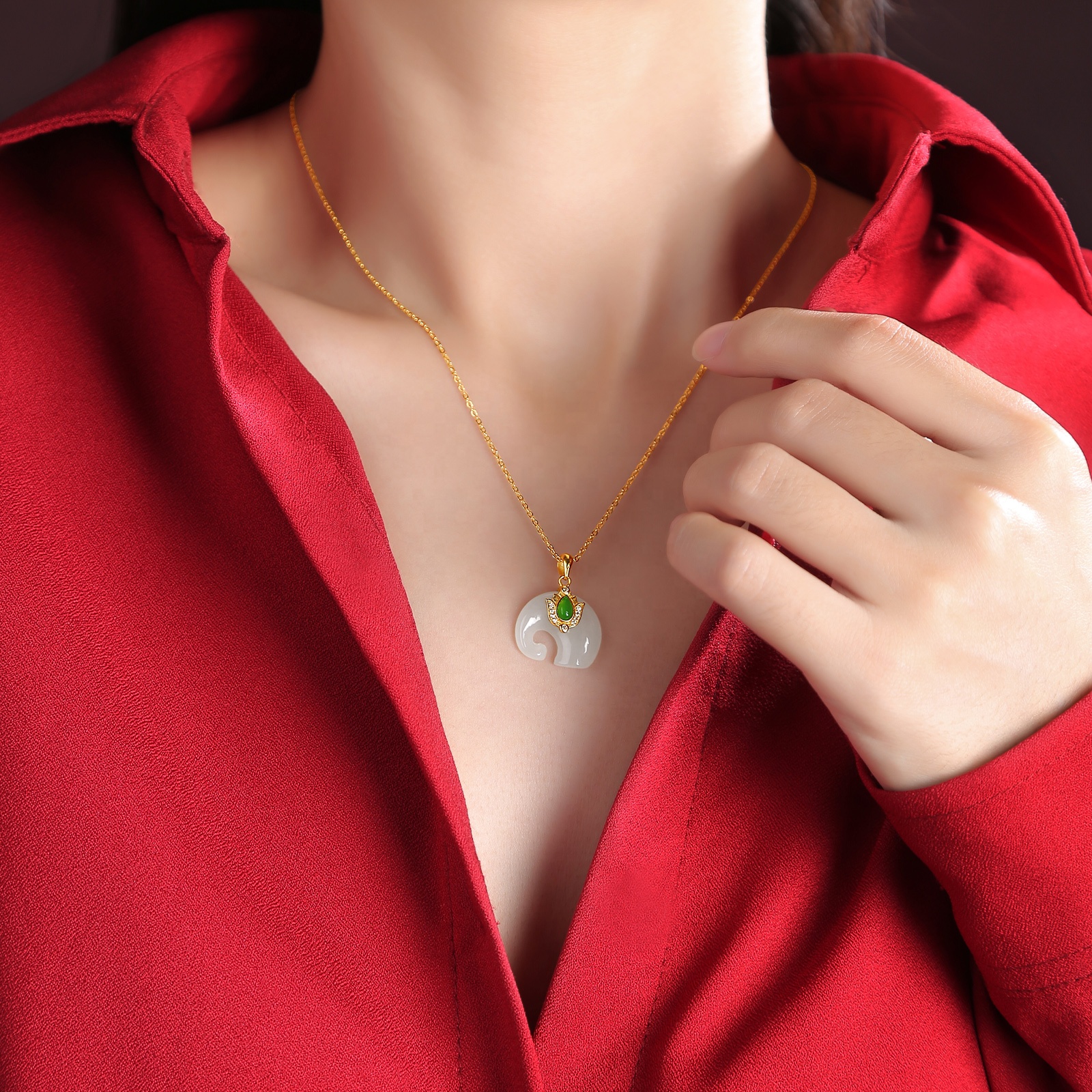 HMOIS Moissanite Jewelry Lotus Sterling 925 Silver pendants Natural Hotan White Jade moissanite diamond wholesale