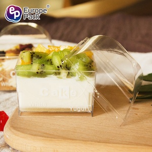 Food grade BPA libero 140ml piazza torta mousse di plastica da dessert scatola con coperchio - Product Image 6