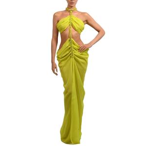<span class=keywords><strong>ชุด</strong></span>เดรสยาวสีเหลืองนีออนแบบผูกคอ สายโซ่ ตัดเย็บแบบเว้า <span class=keywords><strong>ชุด</strong></span><span class=keywords><strong>ราตรี</strong></span>ผ้าชีฟองผ่าข้างแบบไม่สมมาตร สำหรับผู้หญิง สไตล์เซ็กซี่ เหมาะสำหรับวันหยุดพักผ่อนและงานเลี้ยงตอนเย็น - Product Image 6