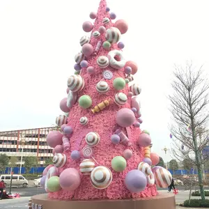 价格实惠的圣诞糖果树巨大的玻璃纤维糖果乐园独特的圣诞树装饰