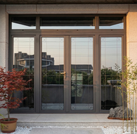 Puertas Dobles Modernas con Acabado ODM/OEM, con Vidrio, Construcción de Aluminio, Aislamiento Térmico para Uso Exterior
