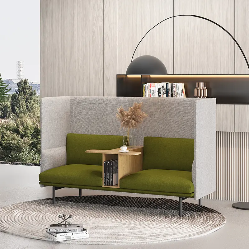 أريكة عصرية مرتفعة الظهر مقسمة إلى عدة وحدات أريكة قماشية للاسترخاء لغرفة الاجتماعات مع مكان تخزين