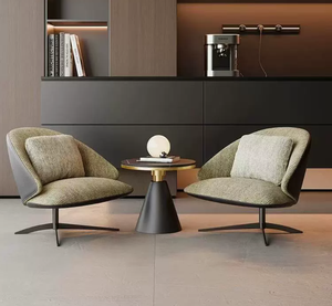 Sillas de diseño moderno para recepción, sillón giratorio de tela, terciopelo y cuero para sala de estar, vestíbulo de hotel, hogar, oficina y villa. - Product Image 2