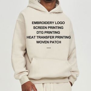 Custom Oversized Loose Hooded Sweatshirts <b>Plain</b> 350G Luxury <b>Hoodie</b> 3D Puff Print Boxy Men's <b>Hoodie</b> - Product Image 3