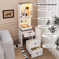 Ensemble coiffeuse 3-en-1 pour maquillage de ferme moderne Tables à miroir en bois blanc Coiffeuse pour chambre à coucher