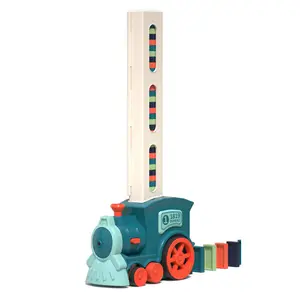 Özel domino seti B/O yumru gitmek domino tren kiti ile hafif müzik oyuncaklar 2024 kök oyuncaklar çocuklar için