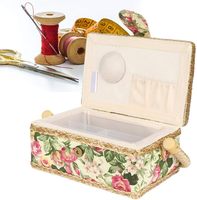 Panier à couture artisanal de style européen classique, motif floral vintage, grand format, avec tous les accessoires de qualité supérieure, boîte de rangement pour la couture