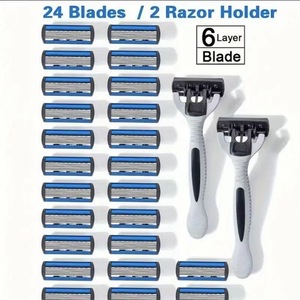 Manual <b>Razor</b> 6 Layer Blade Stainless Steel Handle For Men Face Shaving <b>Razor</b> Holder <b>Set</b> - Product Image 1