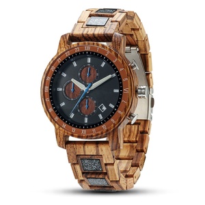 Elegante Reloj de Madera Antiguo con Movimiento de Cronógrafo, Calendario, Manecillas Luminosas, Correa de Cristal, Esfera de 45 mm, Cuarzo <span class=keywords><strong>Seiko</strong></span> - Product Image 1
