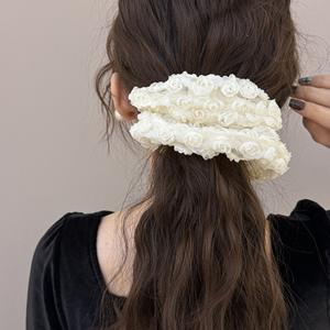 Fantástico Color Beige tridimensional delicado diseño <span class=keywords><strong>de</strong></span> flores rosas grandes Scrunchies <span class=keywords><strong>para</strong></span> <span class=keywords><strong>el</strong></span> <span class=keywords><strong>cabello</strong></span> Vintage encaje <span class=keywords><strong>tul</strong></span> tela <span class=keywords><strong>lazos</strong></span> <span class=keywords><strong>para</strong></span> <span class=keywords><strong>el</strong></span> <span class=keywords><strong>cabello</strong></span> - Product Image 3