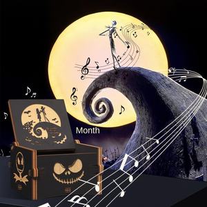 กล่องดนตรีไม้ขนาดเล็กแบบมีสลักดีไซน์รูปเมโลดี้16-18วินาทีของขวัญวันฮาโลวีนวันวาเลนไทน์เป็นมิตรกับสิ่งแวดล้อม - Product Image 2