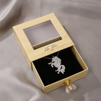 Boîte de rangement pour bijoux en carton de luxe avec logo personnalisé, tiroir à bijoux carré coulissant, fenêtre transparente, boîte cadeau en cristal