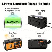 Radio Portátil Multifuncional para Exteriores con Energía Solar y Manivela AM/FM/NOAA/SW de 20000MAH con Linterna LED de Emergencia