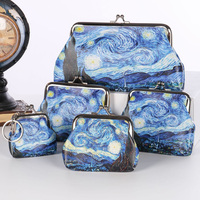Dompet Koin Kulit PU Cetak Khusus Suvenir Santorini Yunani