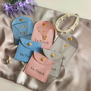Custom di lusso in microfibra gioielli sacchetti di imballaggio per <span class=keywords><strong>orecchini</strong></span> collana in pelle scamosciata busta con bottone di gioielli piccolo <span class=keywords><strong>sacco</strong></span> di cristallo - Product Image 1