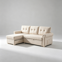 Canapé-lit en tissu texturé lin personnalisable, idéal pour salon minimaliste – Meuble de maison en promotion
